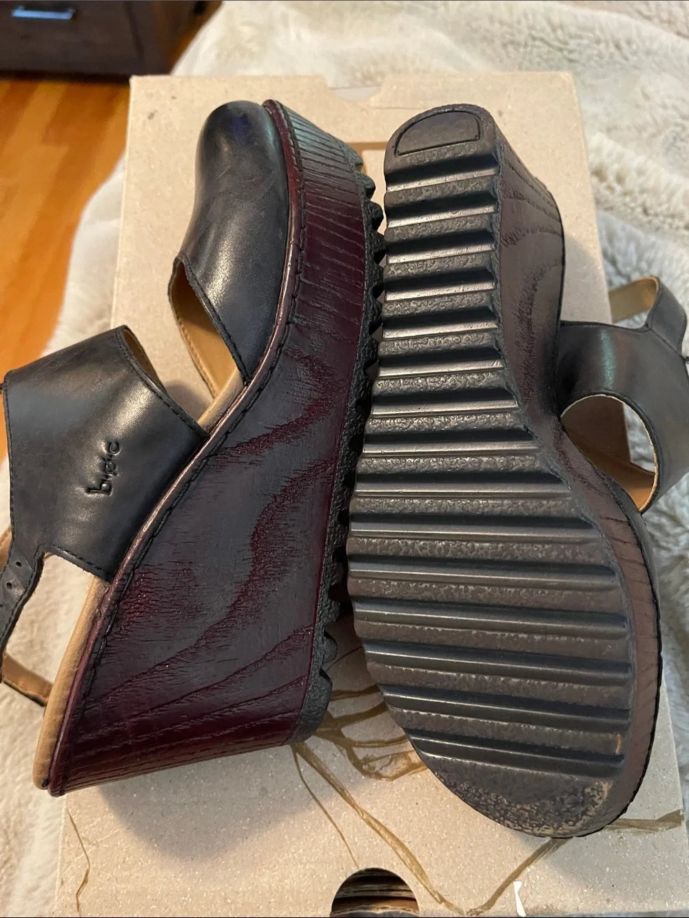 Boc born concept stacked heel sandals - size 7 HELENA black strap comfy platform